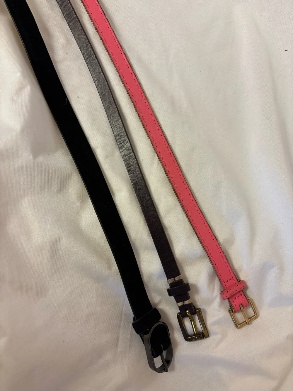 LOFT | J. Crew Pink/Purple/Navy Genuine Leather Skinny Belt Bundle - Picture 2 of 6